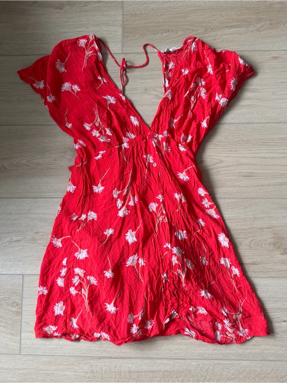 Red Floral Beachy Mini Dress